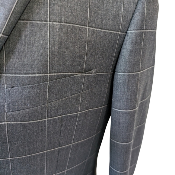 New . Alton Lane Gray Windowpane Tailor Fit Blazer... Size 40L - Picture 3 of 8